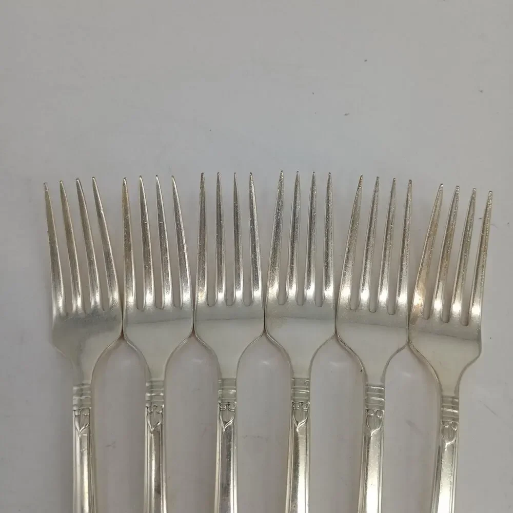 6X DF Oneida Community BERKLEY SQUARE Silverplate Dinner Forks Flatware